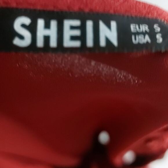 SHEIN Asymmetrical Neck Button Front Top S Corporate Siren Cherry Girl Holiiday - Picture 9 of 10